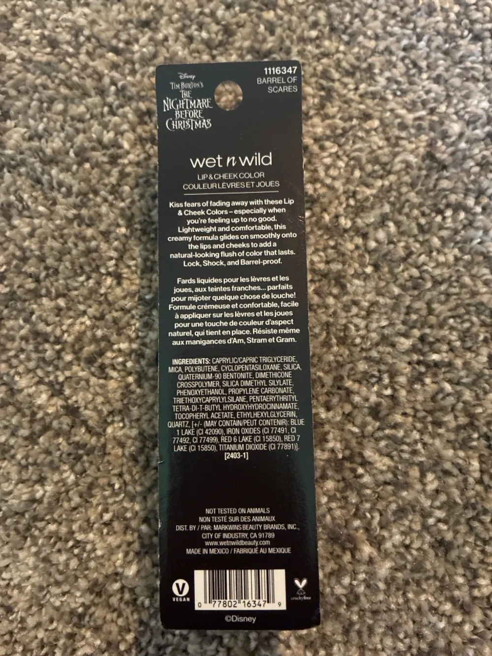 Wet N Wild x Nightmare Before Christmas Lip & Cheek Color Barrel Of Scares